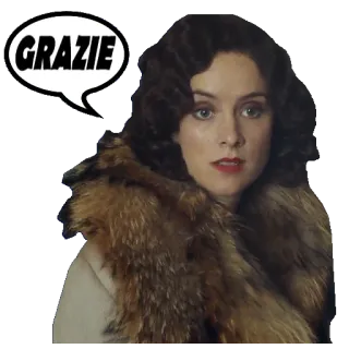 😀 GRAZIE mulher, casaco de pele, obrigado, obrigado, italiano telegram sticker