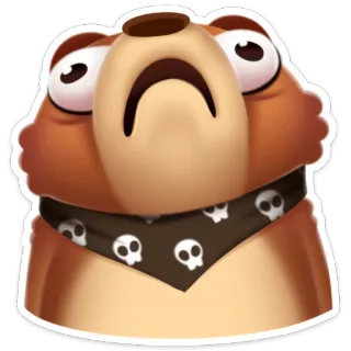 😦 мультфильм, животное, персонаж, череп, бандана whatsapp sticker