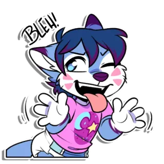 🤪 BLEH! furry, cartoon, animal, wolf, cute, pink, bleh telegram sticker