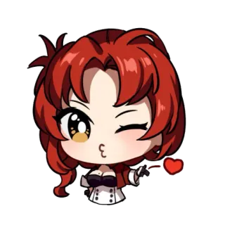 😘 chibi, anime, red hair, heart, kiss, cute, cartoon telegram sticker