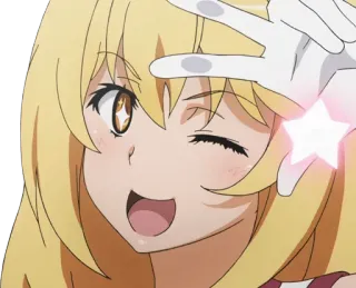 😉 アニメ, マンガ, 漫画, 女の子, ウインク, 幸せ, 星 telegram sticker