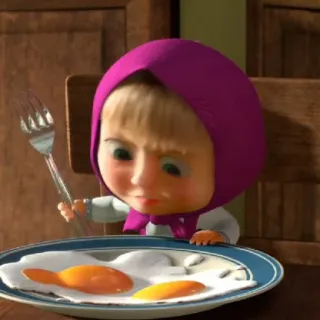 😄 Masha Masha and the Bear Мультфильм, Еда, Яйца, Завтрак, Маша и Медведь, Анимация, Вилка telegram sticker