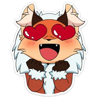 😍 狐狸, 动物, 卡通, 爱, 爱心眼, 可爱 telegram sticker