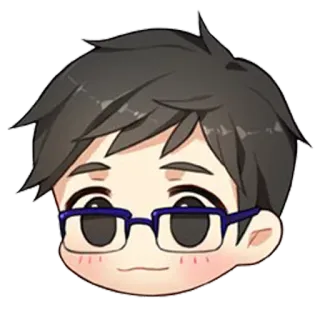 😐 hombre, gafas, dibujos animados, lindo, retrato, cabeza, ilustración whatsapp sticker