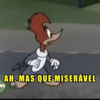 😡 Woody Woodpecker AH, MAS QUE MISERÁVEL kreskówka, Woody Woodpecker, śmieszne, animacja, ptak, obelga whatsapp sticker