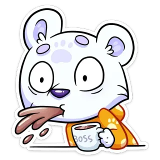 ☕️ BOSS медведь, мультфильм, кофе, босс, животное telegram sticker