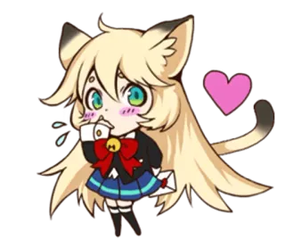 😳 Chibi, Catgirl, Anime, Kawaii, Carino, Cuore, Lettera telegram sticker