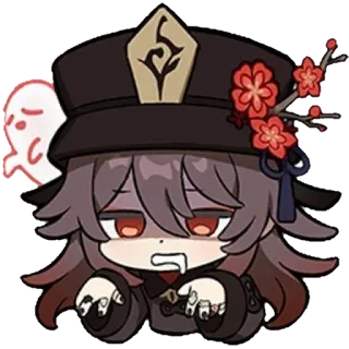 🤫 Hu Tao Genshin Impact ฮูเต๋า, Genshin Impact, อนิเมะ, วิดีโอเกม, ผี, จิบิ, น่ารัก telegram sticker
