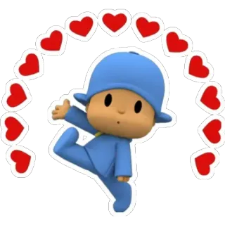 💙 Pocoyo pocoyo, мультфильм, персонаж, сердечки telegram sticker