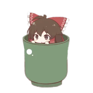 😶 Reimu Hakurei Touhou Project Anime, Niedlich, Reimu Hakurei, Touhou Project, Kawaii, Tasse, Chibi telegram sticker
