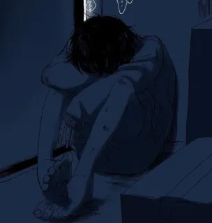 🖤 tristezza, solitudine, depressione, pianto, anime, oscuro telegram sticker