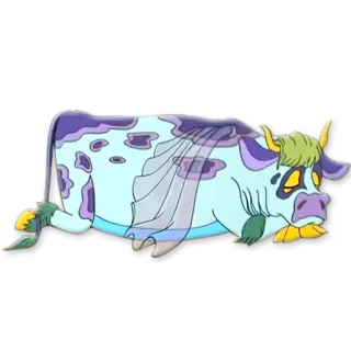 😴 Kuh, Cartoon, Tier, Fantasy telegram sticker
