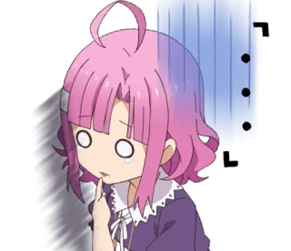 😓 fille anime, mignon, cheveux roses, confus, anime, dessin animé telegram sticker