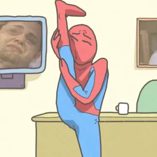 👆 spiderman, lustig, meme, strecken, yoga, cartoon telegram sticker