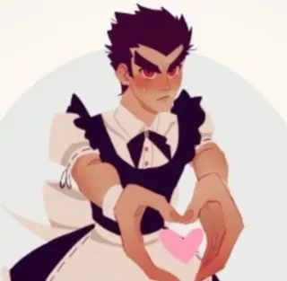 🌟 Anime, Manga, Cuore, Vestito da cameriera, Rossore telegram sticker