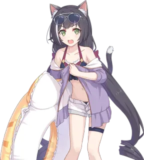 😳 anime girl, cat ears, swimsuit, anime, cute, kawaii, summer telegram sticker