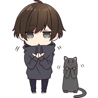 👏 Anime, Dibujos animados, Chibi, Gato, Dedo corazón telegram sticker