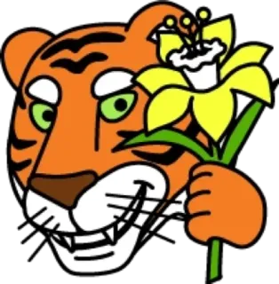 🥰 tigre, animale, fiore, cartone animato, illustrazione, natura whatsapp sticker