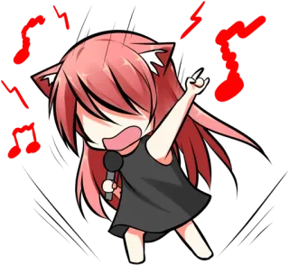 🎤 Аниме, Каваий, Кошачьи ушки, Микрофон, Пение, Музыка telegram sticker