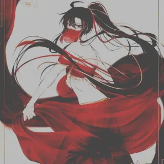 💃 anime, woman, red dress, asian, female, veil, gown telegram sticker