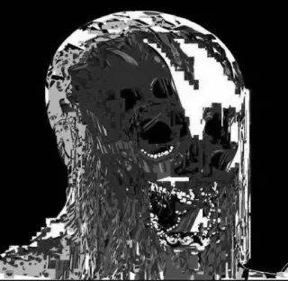 🕸 glitch, abstract, digital art, pixelated, black and white, noise, art telegram sticker
