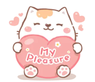 😊 My Pleasure gatto, cuore, amore, kawaii, carino, saluto telegram sticker