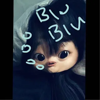 🐟 BlU BlU selfie, desenho animado, retrato, editado, olhos grandes, engraçado whatsapp sticker