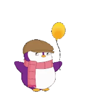 ❤️ pingouin, ballon, écharpe, chapeau, mignon, dessin animé, animal telegram sticker