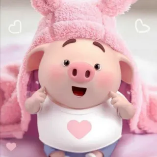🐽 cochon, dessin animé, mignon, rose, animal, coeur, porcelet, adorable telegram sticker