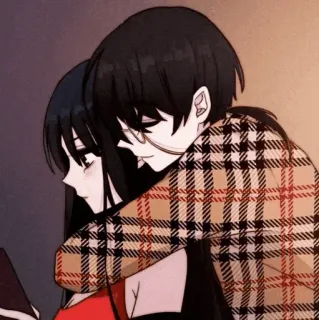 🔸 couple, hug, anime, romance, affectionate telegram sticker
