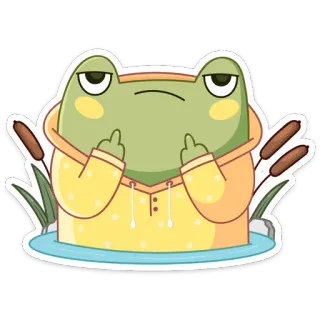 🖕 grenouille, doigt d'honneur, dessin animé, offensant, impoli whatsapp sticker