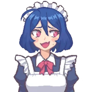 😅 anime, maid, cute, kawaii, blue hair telegram sticker