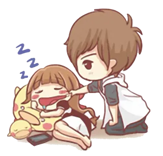💤 paar, schlafend, anime, cartoon, niedlich, liebe telegram sticker