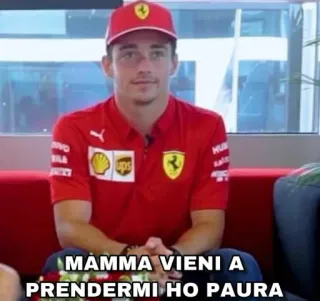 😨 Charles Leclerc MAMMA VIENI A PRENDERMI HO PAURA Charles Leclerc, Fórmula 1, Ferrari, Meme, Italiano, Automobilismo telegram sticker