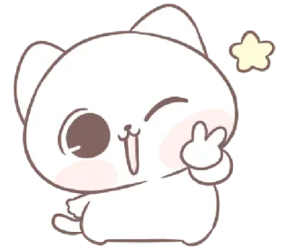 ✌️ gato, desenho animado, kawaii, fofo, sinal de paz, emoji, adesivo whatsapp sticker