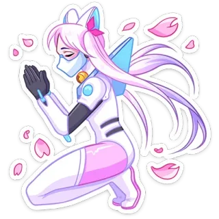 🙏 Anime, Dziewczyna, Kocie uszy, Maska, Słodkie, Kwiaty wiśni telegram sticker