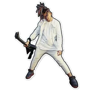 🎸 osoba, broń, dredy, biały garnitur, karabin, naklejka telegram sticker