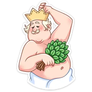☺️ cartoon, king, sauna, spa, towel, relaxation whatsapp sticker