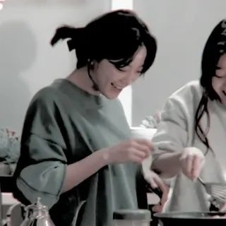 🦋 people, cooking, indoors, kitchen, women, lifestyle telegram sticker