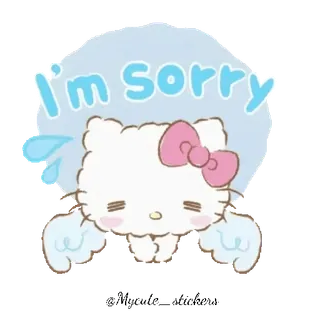🐱 Hello Kitty I'm sorry sorry, verdrietig, schattig, kawaii, Sanrio, kat telegram sticker