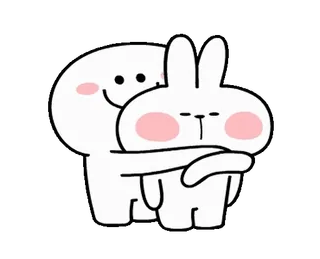 😋 cartoon, hug, cute, bunny, kawaii, minimalist whatsapp sticker