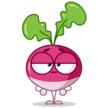 🤔 radis, légume, dessin animé, nourriture, rose, personnage telegram sticker