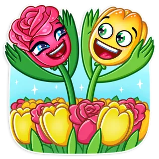 👋 bunga, tulip, mawar, kartun, emoji, seru, lucu whatsapp sticker
