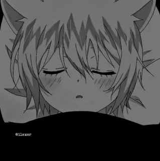 🎵 @ilexer Anime, Cartoon, Illustratie, Schattig, Oren, Slapend, Kat telegram sticker