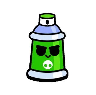 🎨 Spray, Cráneo, Dibujo animado, Verde whatsapp sticker