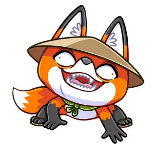 👹 zorro, animal, dibujos animados, lindo, gracioso, sombrero whatsapp sticker
