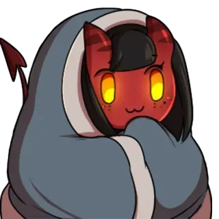 😊 Teufel, rot, süß, Cartoon, Dämon, Hoodie telegram sticker