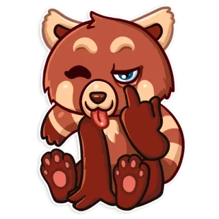 🖕 Panda Rojo, Animal, Pegatina, Dibujo animado, Mono, Grosero, Dedo medio, Ofensivo whatsapp sticker