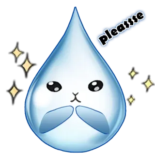 🙏 pleatsse imut, tetes air, memohon, berkilau, kawaii, meminta telegram sticker
