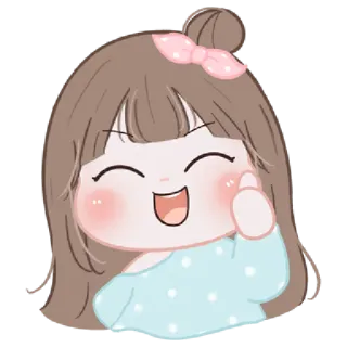 🐤 Мультфильм, Девушка, Милый, Счастливый, Эмодзи telegram sticker